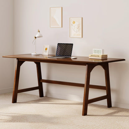 IOTXY Solid Wood Writing Table - 60" W x 24" D Minimalist Computer Desk for Home Office, Work, Study, Creativity, and PC Workstation, Walnut