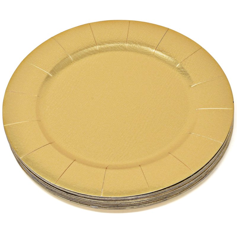 Gift Boutique 120 Disposable Gold Round Charger Plates 13" Dinner Table Serving Tray Plate Heavy Duty Reusable Paper Cardboard Platters for Table Setting Place Mats Cupcake Dessert Wedding Food Safe