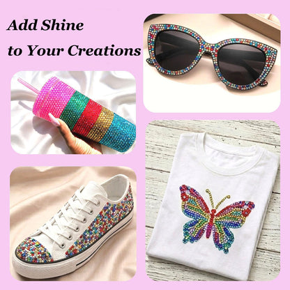 48000Pcs Resin Jelly Rhinestones for Bedazzling,40 Colors 3mm Flatback Gems Bedazzling Kit with 3Pcs 10ml B7000 Glue for Clothing Nail Art Shoes Crafting Makeup (40 Colors+3 Pcs Glue)