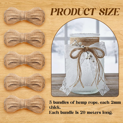 Hoteam 49 Yards White Lace Ribbon 15 Rolls and 328 ft Jute Twine, Craft Ribbon 0.5 to 2.36 Inch Assorted Pattern for Wedding Party Rustic Decoration Gift Wrapping DIY Crafts Home, 3.28 Yards for Each