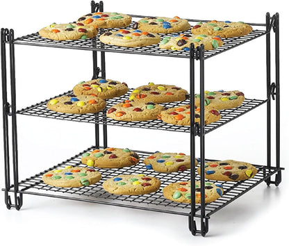 Nifty 3-Tier Cooling Rack – Collapsible Kitchen Countertop Organizer, Non-Stick Coating, Dishwasher Safe for Baking