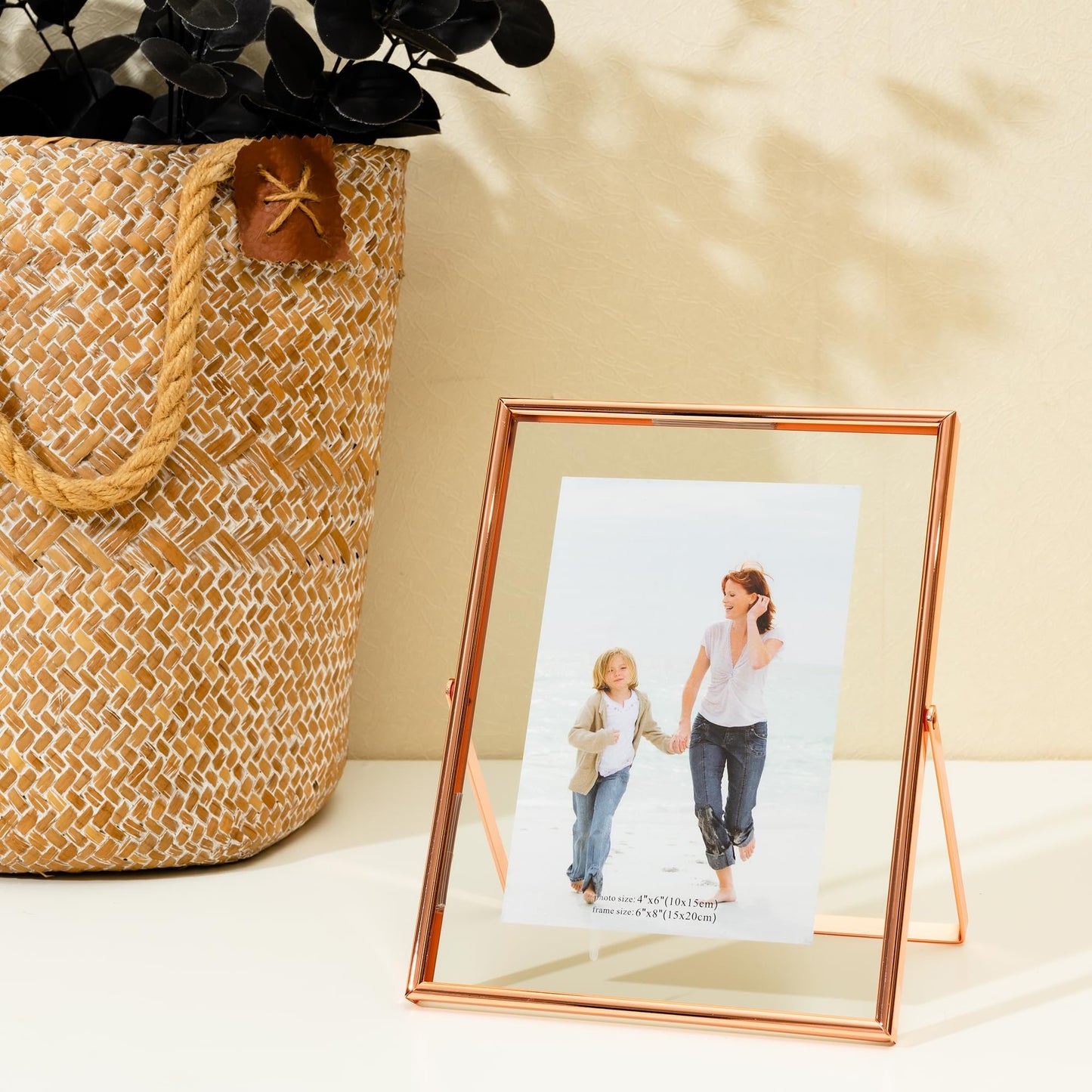 Calculs Rose Gold Floating Frame Vertical Shelf Picture Frame Tabletop Rose Gold Sign Photobooth Place Card/Menu Holder for Wedding, Party, Ceremony or Home Décor