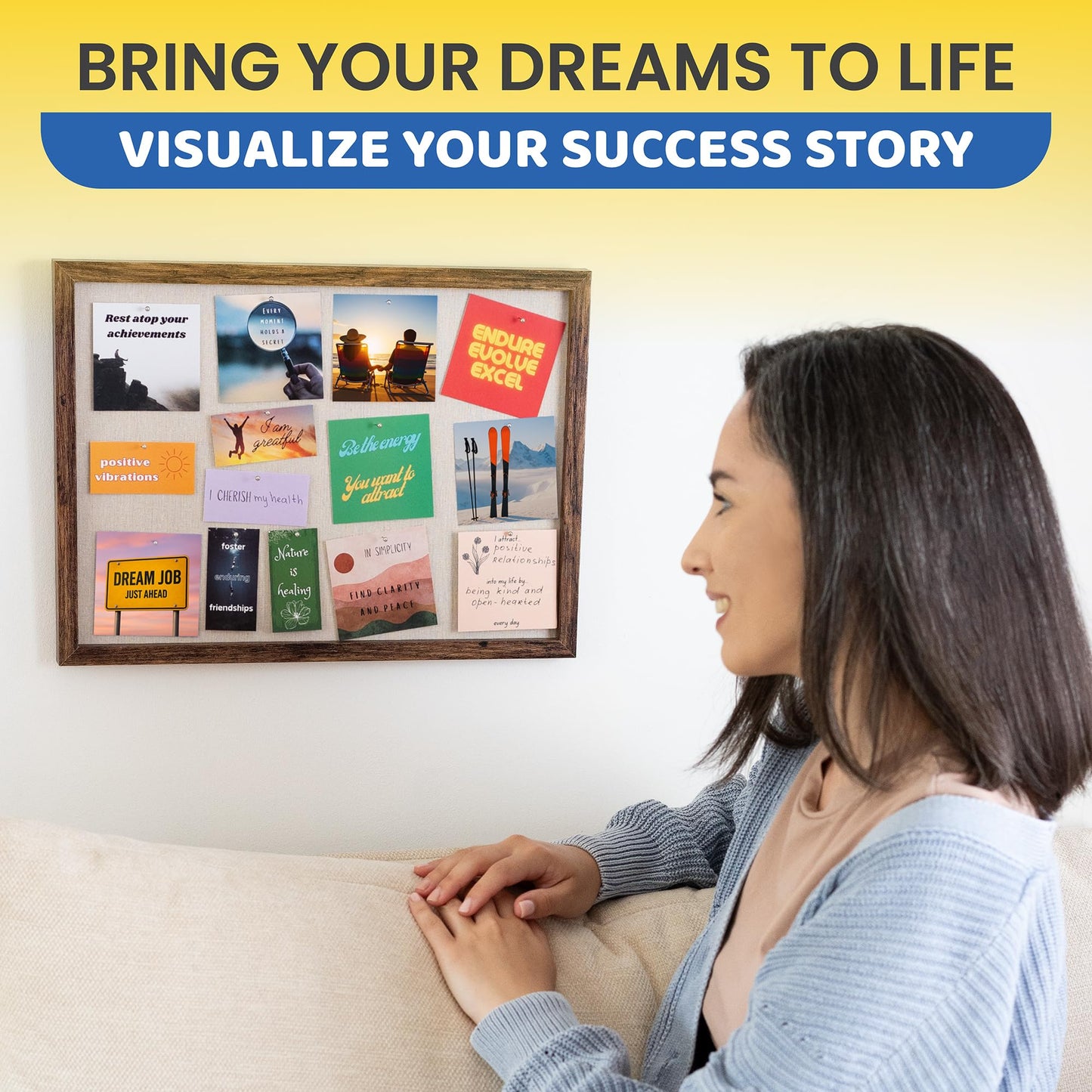 ZEDORA Vision Board Kit - Cork Board 15.3x11” with 235 Vision Board Pictures - Great Gift and Dream Board, Mood Board, and Collage Book. New Year Goal Setter