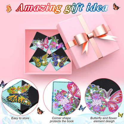 Ireer 8 Pcs Diamond Art Bookmark Kit Butterfly Diamond Painting Bookmark DIY Corner Book Marks for Kid Adult Book Lover Graduation Birthday Wedding Crafts Supplies, 8 Styles
