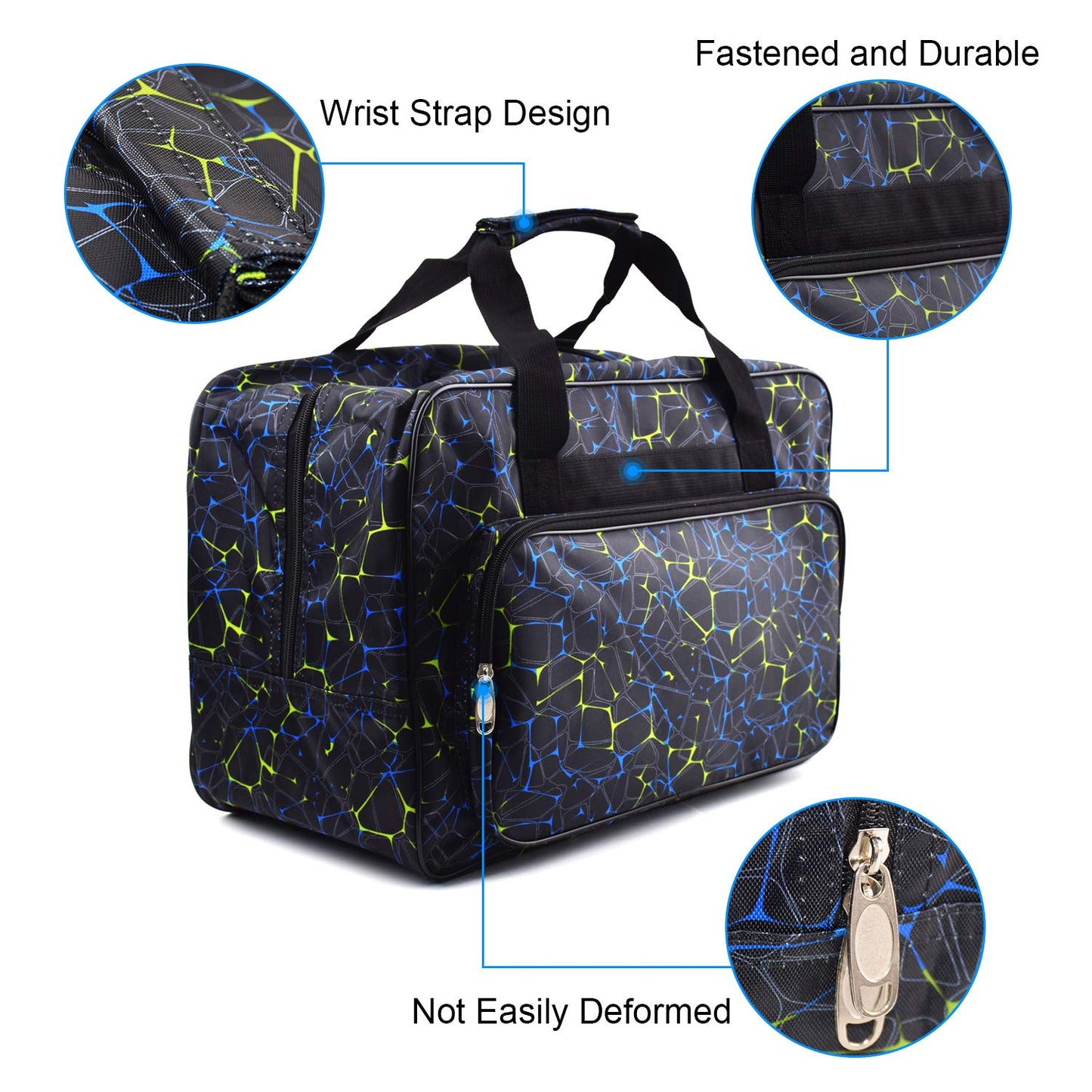 TLBTEK Black Sewing Machine Carrying Case,Universal Canvas Carry Tote Bag,Portable Padded Storage Dust Cover with Pockets for Sewing Machine