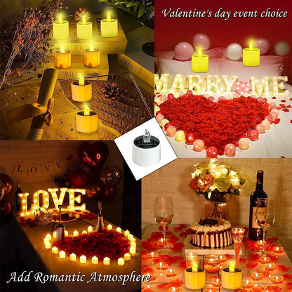 Solar Tea Lights Outdoor Waterproof - 12 Pack Flameless Flickering Solar Candles Reusable LED Tea Light Candles Rechargeable Dusk to Dawn Lighting for Lanterns Garden Camping Home Decor, 2.3''x2.1''