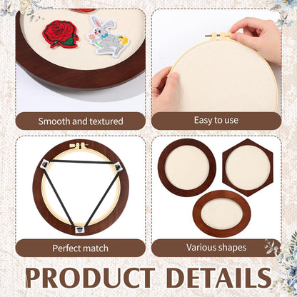 Vercraft 3 Set Embroidery Hoop Frame 8 Inch Decorative Wood Embroidery Frame with 8 Inch Cross Stitch Hoop for Display Finished DIY Art Craft Hanging Sewing Ornaments, Round, Hexagon, Oval