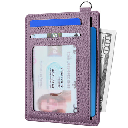 Mayski Slim Wallet, Credit Card Holder for Women, Minimalist Front Pocket RFID Blocking Card Cases, Small Wallet Women Men(Litchi Lavender)