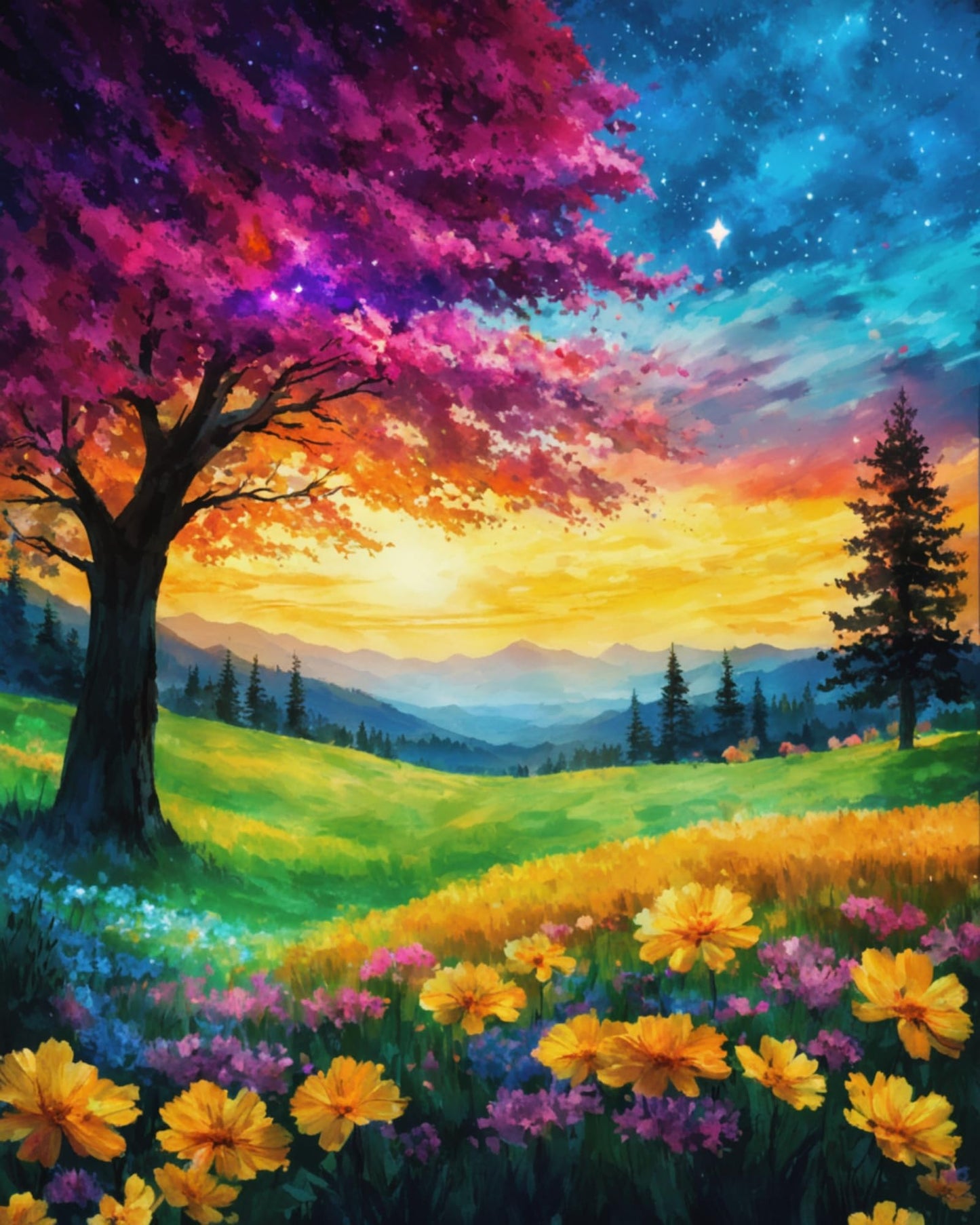 Paint By Numbers Kit For Adults, Scenery Paint By Numbers,Tree Painting By Numbers For Adults, Diy Oil Painting For Kids, Without Frame Paint By Number On Canvas For Gift Home Wall Decor(16x20inch)