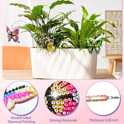 LINGFANG 10 Pcs Diamond Art Swaying in The Wind, Diamond Art Kits for Adults, High Flexibility Iron Garden Stakes Decor, Diamond Art Painting Crafts for Beginners, Woman Gift (Butterfly)