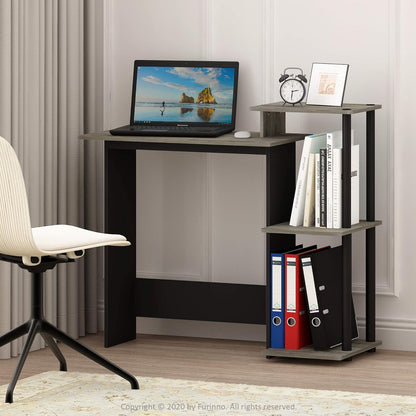 Furinno Efficient Home Laptop Notebook Computer Desk with Square Shelves, French Oak/Black Finish