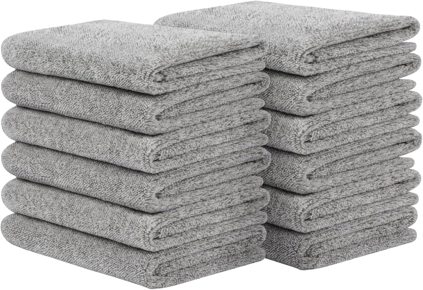 12Inch 12Inch 12 Pack SINLAND Microfiber Face Towels Ultra Soft Facial Washcloths Face Cloth x Grey, Gray