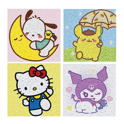 YSUNETER Diamond Painting Kits for Kids Beginner - 4 Pack DIY 5D Full Drill Diamond Art Kits for Children, Cute Animals Round Crystal Rhinestone Gem Art Crafts Home Wall Art Decor 5.9 x 5.9 Inches