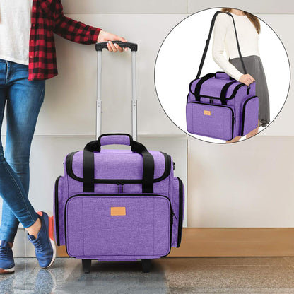 LUXJA Sewing Machine Case with Detachable Dolly, Sewing Machine Tote with Removable Bottom Pad (Patent Design), Purple