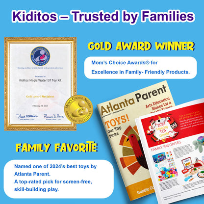Kiditos Magic Water Elf Toy Kit for Kids, Make Your Own Magic Water Pets, DIY Sensory Craft Kit with 10 Magic Gels & 6 Molds, STEM Science Activity, Party Favors & Birthday Gifts for Kids Ages 3+