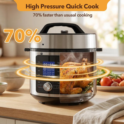 NEWBULIG 6.3 Quart Electric Pressure Cooker, Stainless Steel Multi Cooker Pressure, 24-in-1 Slow Cooker for Rice, Meat Stew, Porridge, Multigrain, Soup, Bean, Bake, Steam, Yogurt Maker