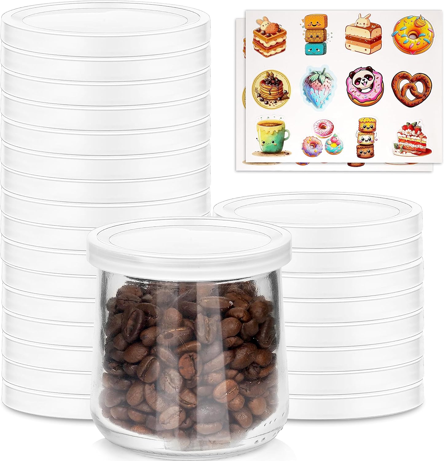 24 Set, Oui Yogurt Jar Lids - Pcs Clear Plastic Replacement Lids
