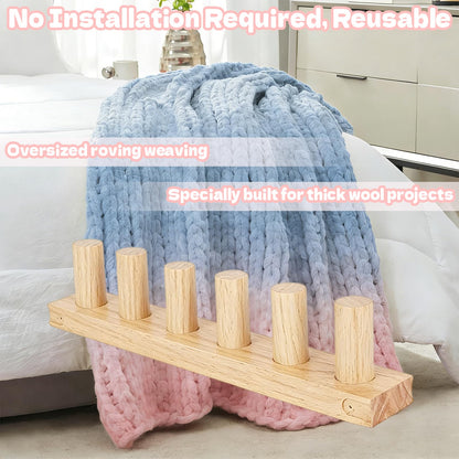VITASHYNX 47" Chunky Blanket Loom Knitting Kit, Adjustable DIY Loom for Chunky Blanket, Customizable Wood Frame Knitting Machine for Blankets Bulky Yarn Crafts & Cozy Home Décor