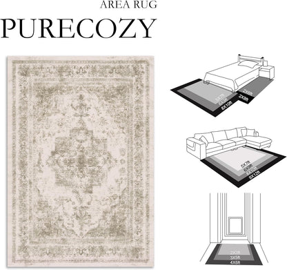 Runner Rug 2x5 Vintage Hallway Area Rug, Taupe Medallion Washable Indoor Bedroom Carpet