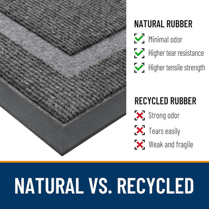 OLANLY Indoor Outdoor Front Door Mat - Waterproof All-Season Doormat, Sturdy Rubber, 29.5x17, Dark Grey