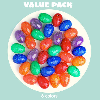 72 3.15" JOYIN Pcs Plastic Iridescent Printed Bright Easter Eggs Tall for Easter Hunt, Basket Stuffers Fillers