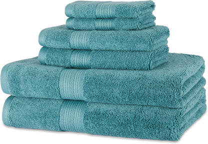 Set 100% 30 54 inches, Set 6 Amazon Basics Fade-Resistant Soft & Absorbent Bath, Hand and Washcloth Towel for Everyday
