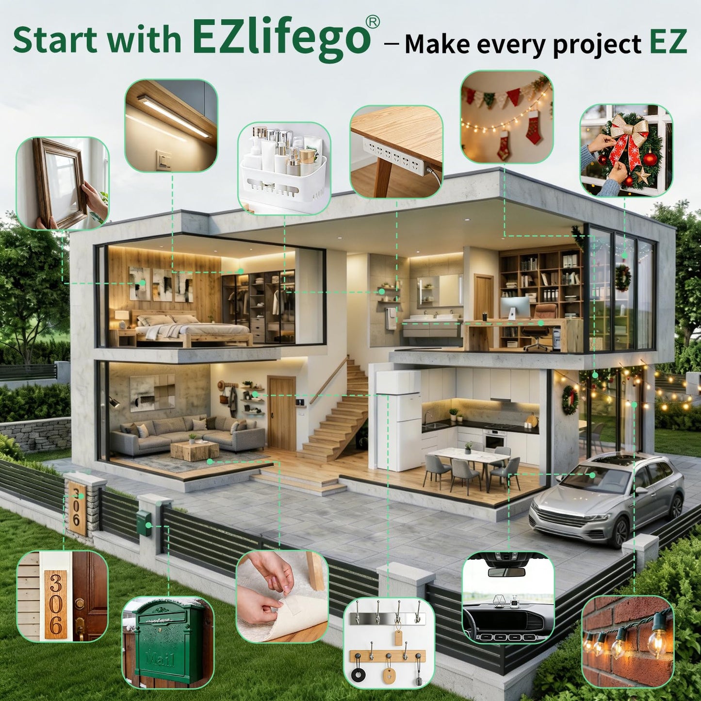 EZlifego Double Sided Tape Heavy Duty(Extra Large 16.5FT), Nano Adhesive Mounting Tape Wall Decor,Sticky Picture Hanging Adhesive Strips Poster Tape