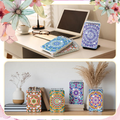 Frienda 12 Pcs Mandala Diamond Painting Notebook Kits for Adults DIY Mandala Diamond Art Journal Notebooks 5d Flower Gem Dots Cover Notepad Gift Set Journal Art Crafts Accessories with Tools