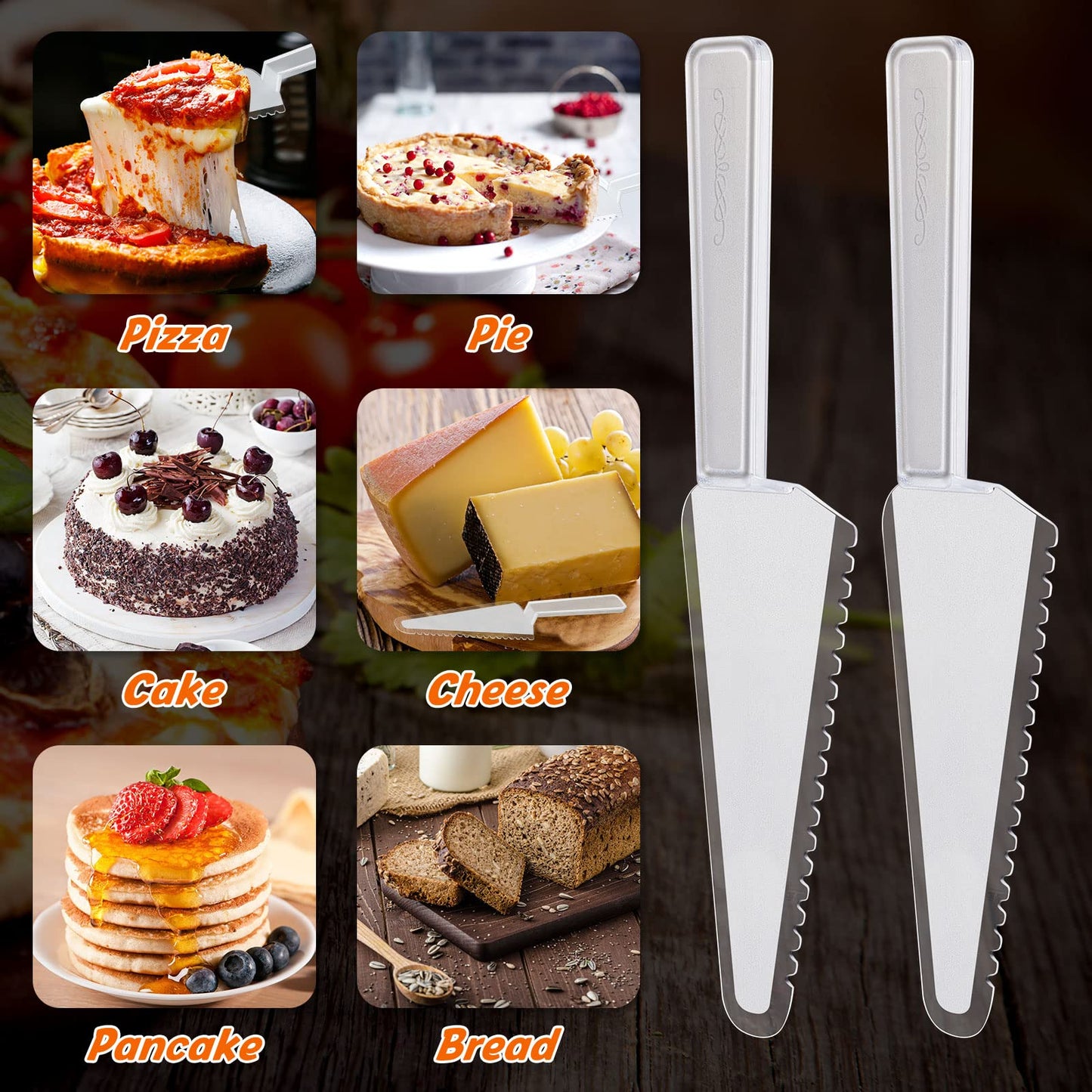 Suclain 200 Pieces Clear Disposable Cake Knife Bulk for Wedding Party 9.1 Inch Plastic Cake Server Cutting Plastic Spatula Knives Pie Pizza Pastry Slicer Serving Utensils for Kitchen