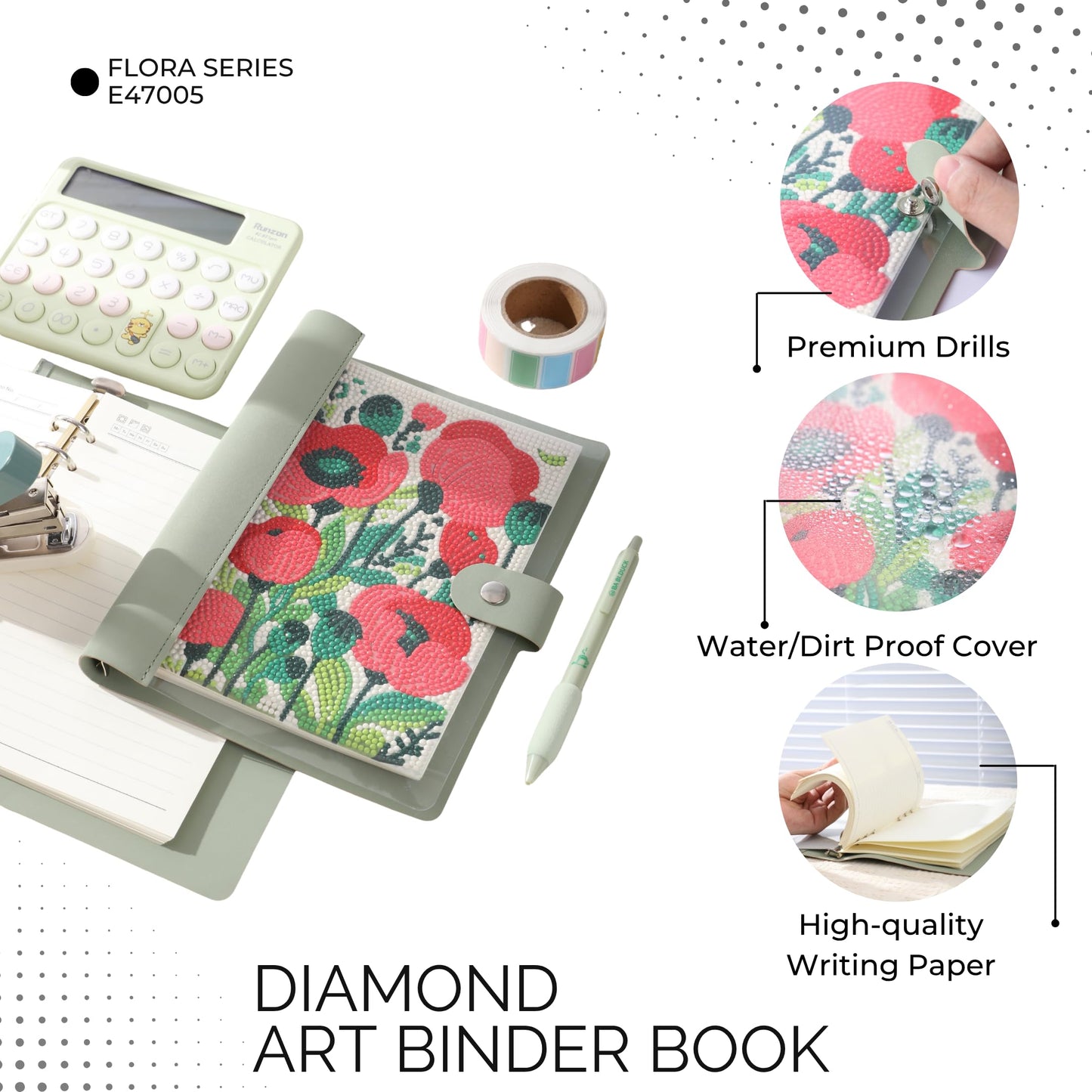 Party Ready DIY Diamond Art Journal Binder Book Cover Kit – Diamond Painting DIY Cover, Sparkling Rhinestone Mosaic Craft Project, Handmade Bling Journal for Adults & Teens