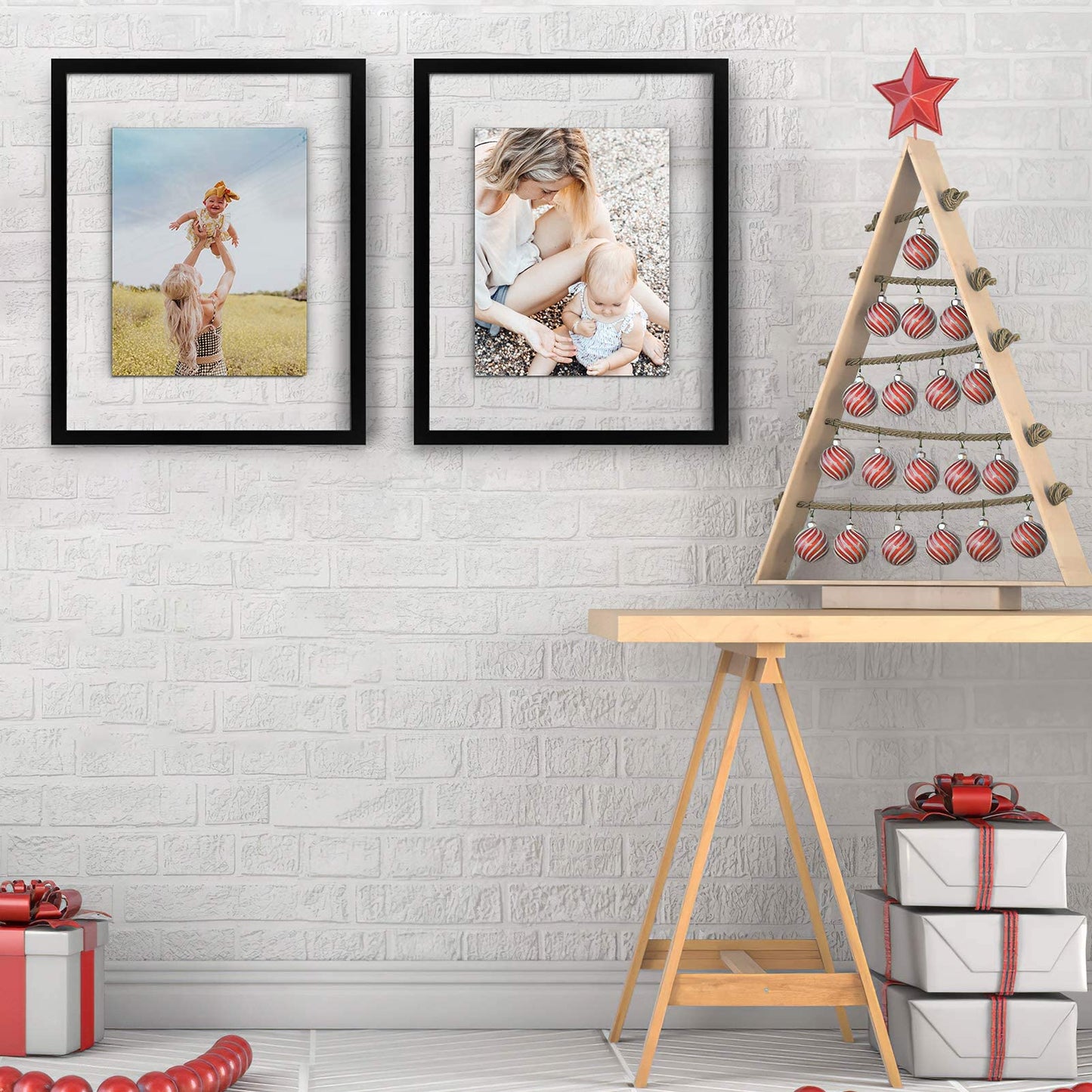 ONE WALL 16x20 Inch Floating Frame, Black Wood Double Glass Float Picture Frame Display 16x20/11x14 Inch Photos or Plant or Petal Specimens for Wall Hanging - Mounting Accessories Included