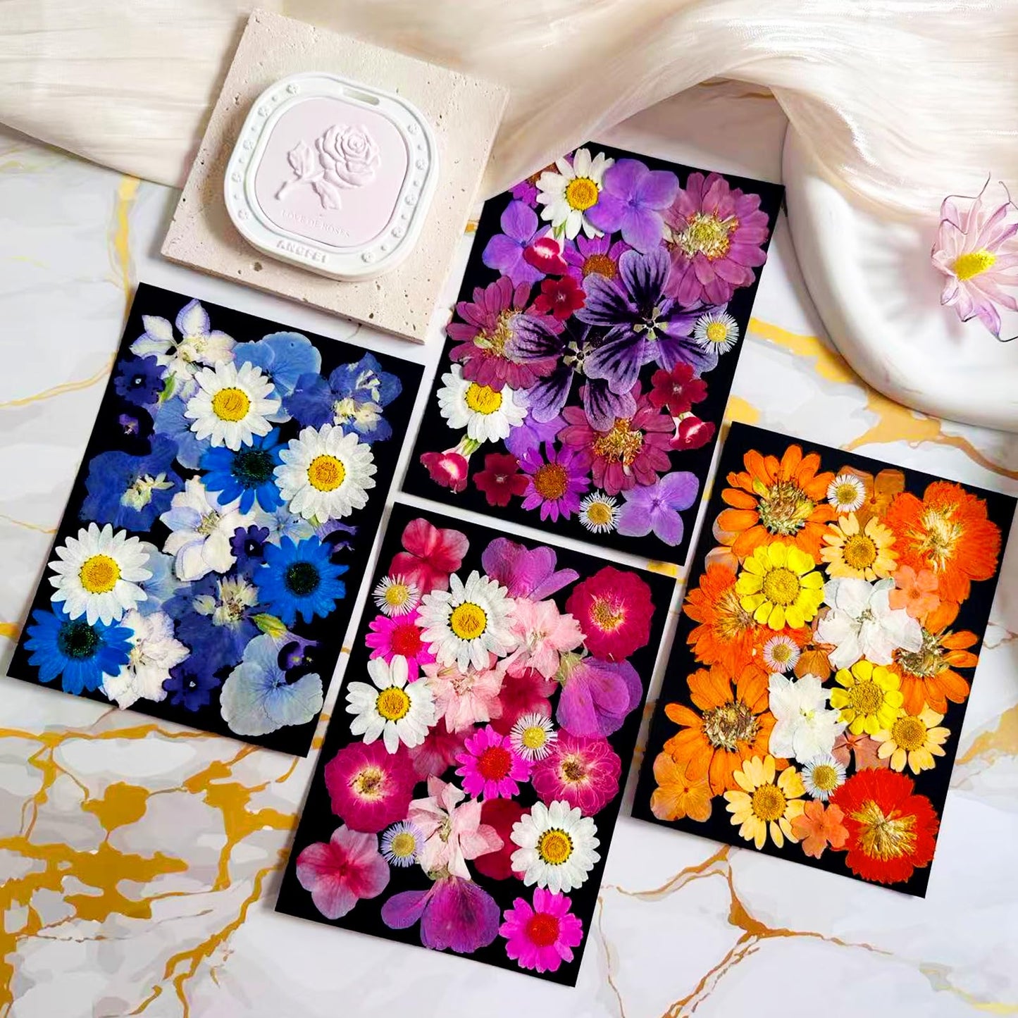 LUCISKY 133Pcs Dried Pressed Flowers and Butterfly for Resin Molds, Assorted Real Natural Flowers Leaves Stickers for DIY Art Crafts, Jewelry, Candle, Soap Crafts Making