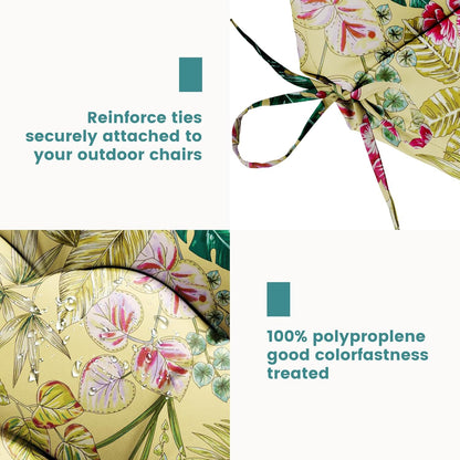 Floral High-Back Seat Cushion - Waterproof Outdoor Adirondack Chair Cushion for Patio Furniture with Tie, Vibrant