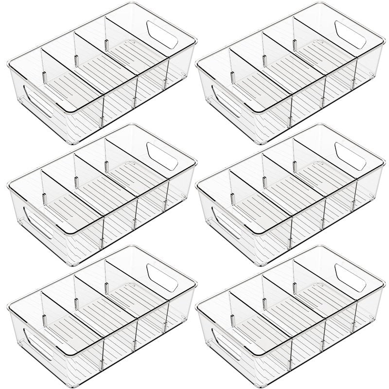 Stackable 6 Pack Snack Organizer for Pantry Shelf,Clear Pantry Organizers and Storage Bins for Fridge,Office,Cupboard,Plastic Pantry Snack Organizer For Breast Milk,Tea Bag,Food Storage Containers