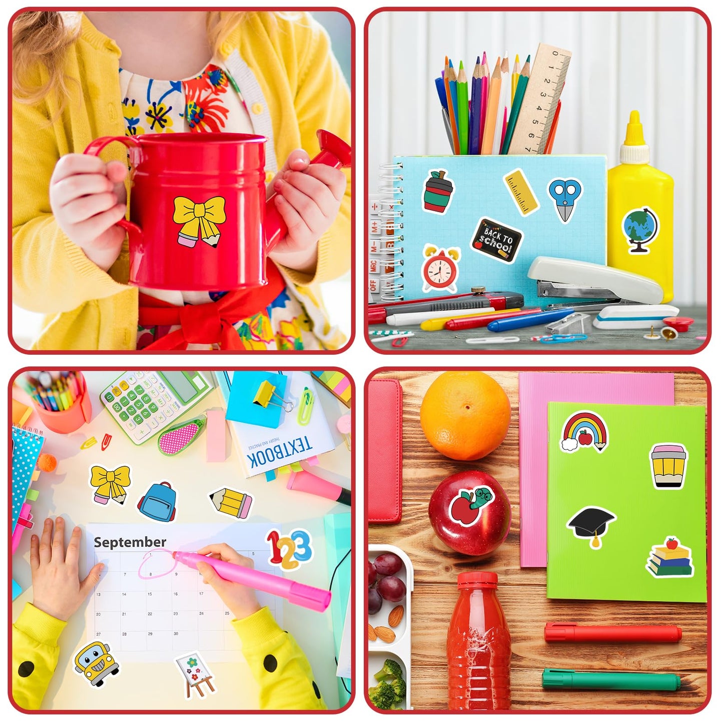 FYSUIMU 1000 Pcs Back to School Stickers Roll 18 Designs School Bus Apples Pencil Seal Stickers Self-Adhesive Label Decals for Craft Scrapbook Bottle Envelope Card Party Favor Decor