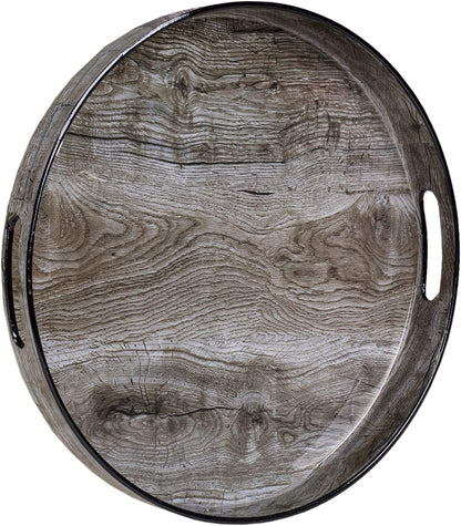 13" MAONAME Round Decorative Tray, Plastic Tray with Handles, Coffee Table Trays, Serving Trays for Ottoman, Bathroom