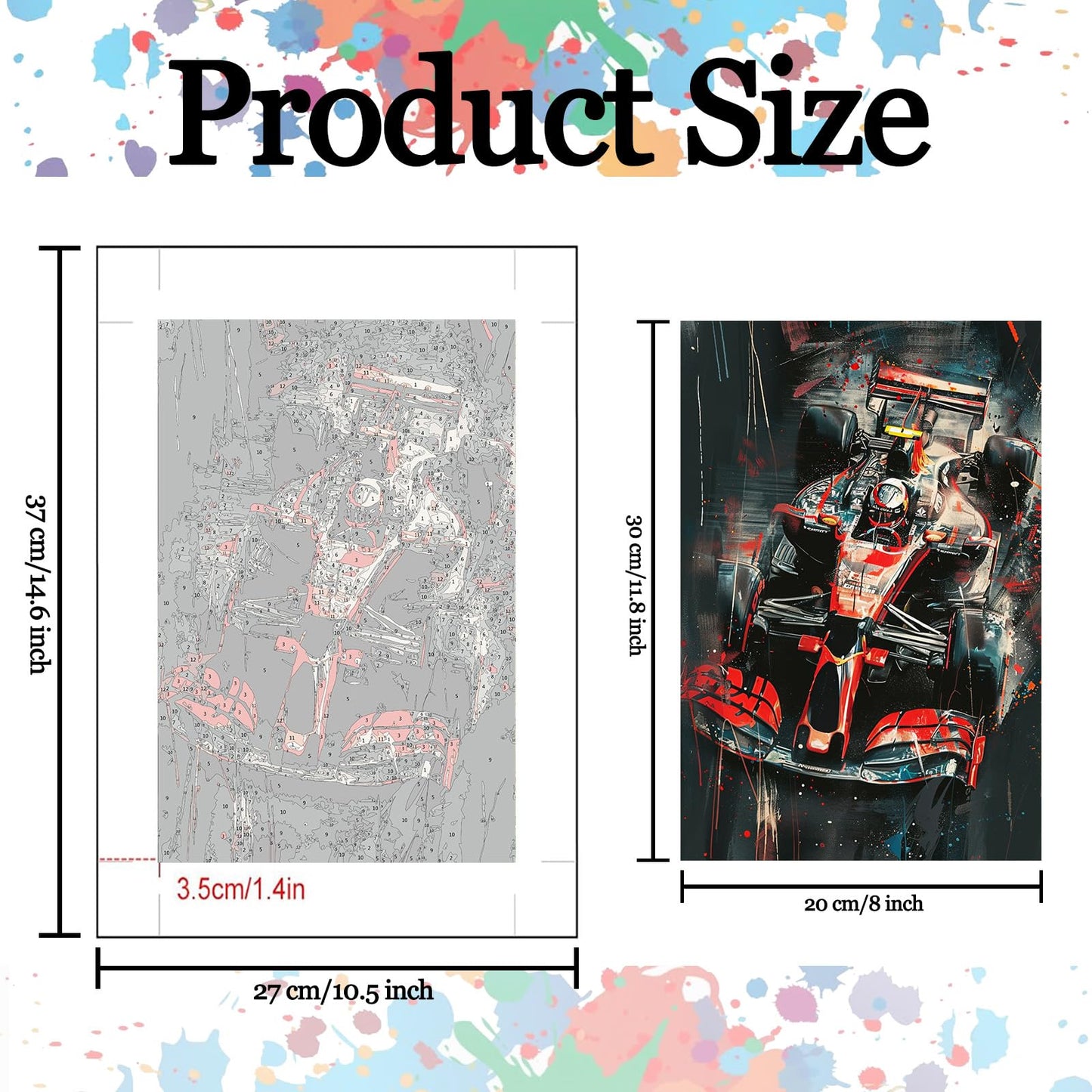 Aihonmin Racing Cars Cross 6 Pack Paint by Numbers for Adults Beginner Graffiti Racing Oil Painting Kits on Canvas with Brushes Acrylic Painting DIY Paintwork Home Decor Gifts 8x11.8 Inch (Frameless)