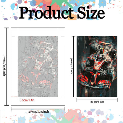Aihonmin Racing Cars Cross 6 Pack Paint by Numbers for Adults Beginner Graffiti Racing Oil Painting Kits on Canvas with Brushes Acrylic Painting DIY Paintwork Home Decor Gifts 8x11.8 Inch (Frameless)