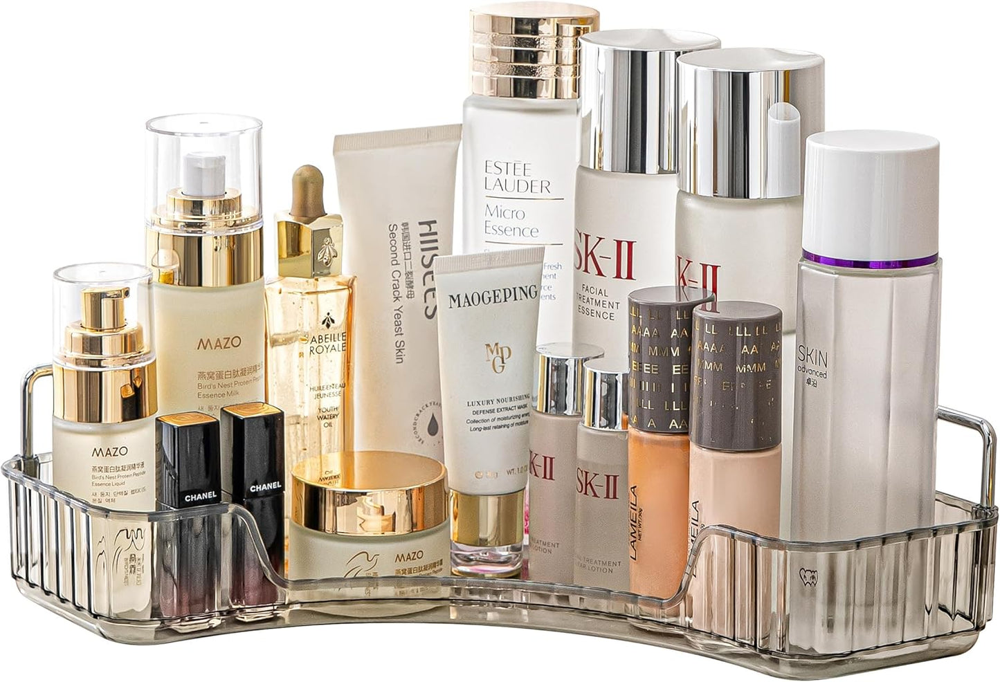 YCIA&DONE Corner Counter Bathroom Organizer, 1 Tier Clear Cosmetic Perfume Tray for Makeup and Skincare
