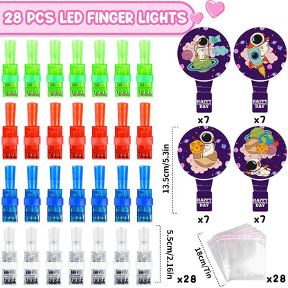 MOVINPE Valentines Day Exchange Gifts for Kids Classroom, 28 Packs Finger Lights with Valentines Cards - Light Up Finger Flashlights Valentine Day Gifts School Party Favors Class Prizes Bulk Space