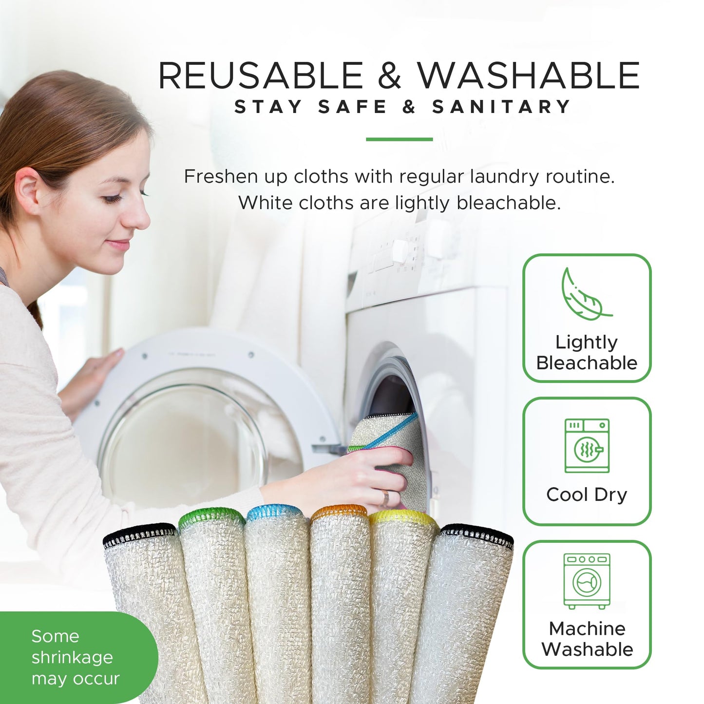 Whiffkitch Dishcloths Dishrags for Kitchen and Household Cleaning 9x9 6-Pack Non-Scratch 2-Ply Weave, Bamboo-Rayon Fabric, Absorbent, Washable, Long-Lasting