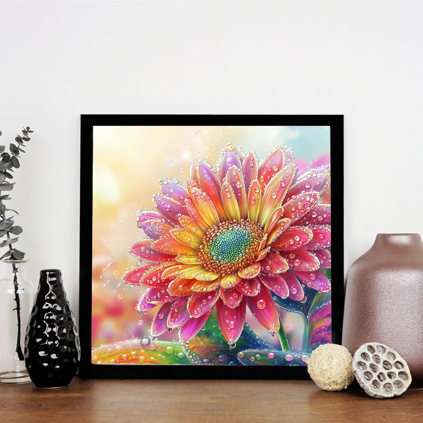 Eiflow DIY Diamond Art Kit for Adults Daisy Flower, 5D Diamonds Painting Kit Craft Gem Art Colorful Flower Full Round Drill(13.8x13.8inch/35x35cm)