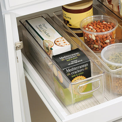 iDesign Small Stackable Storage Bins with Handles, Set of 4, Clear