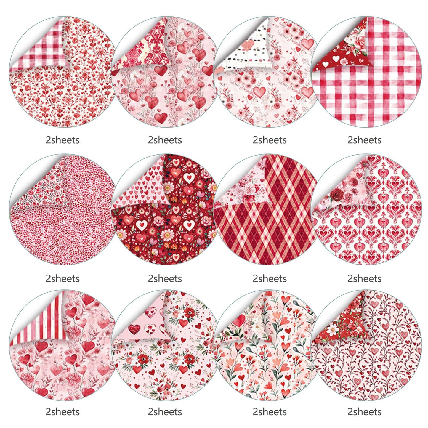 MerwDeeyt Scrapbook Paper 12x12 In and 6x6 In Pack, 48 Sheets Decorative Paper Double Sided Patterned Craft Paper for Scrapbooking Card Making Journaling Decor (Red)