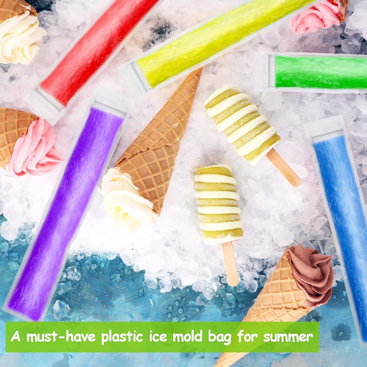 450 3 Smoothies(8.7 2.4 Inch) Shappy Pcs Disposable Ice Pop Mold Bags with Silicone Funnels Freezer Tubes with Zipper