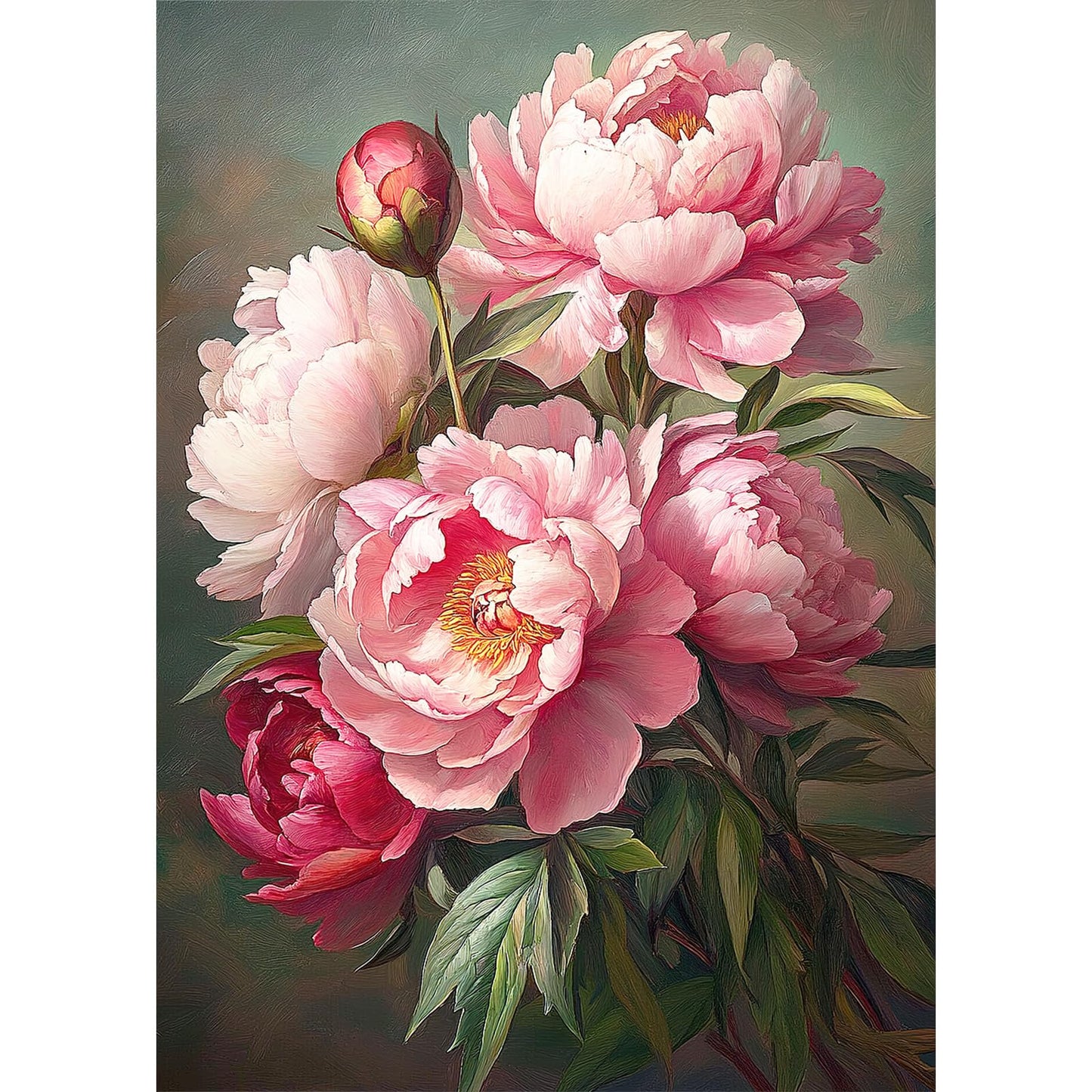 MEIYUDA Flowers Diamond Painting Kits for Adults, 5D Peony Diamond Art Kits for Adult Beginners, Flowers DIY Full Diamond Art Painting Kit for Home Wall Decor Gift 12x16inch