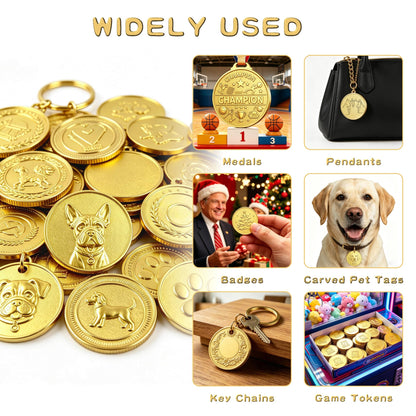 QZV 12 Pcs Brass Coin Blanks with Acrylic Protection Box, 40mm Blank Coins for Laser Engraving Stamping DIY Crafts Commemorative Collection and Gifts