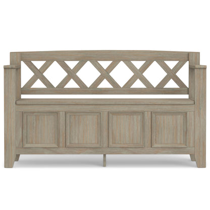 SIMPLIHOME Amherst Entryway Storage Bench - 48 inch Wide Solid Wood Hallway Seat in Distressed Grey, Transitional Bench for Entryway or Living Room with Lift-Up Lid and Spacious Storage