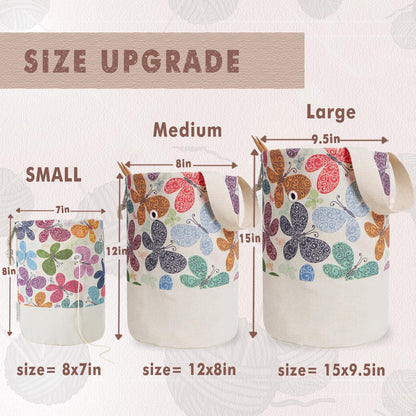 TOGETRUE Yarn Bag, Knitting Crochet Bag, Portable Yarn Storage Bags Organizer for Crocheting Project, Store Skein Ball, Short Knitting Needle (Large, Butterfly)
