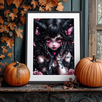 Bowetile 5D Gothic Diamond Art Kits for Adults Beginners, Halloween Diamond Painting Kits, DIY Full Round Drill Diamond Dots Paintings Picture Gem Art Craft for Home Wall Decor 12x16 Inch